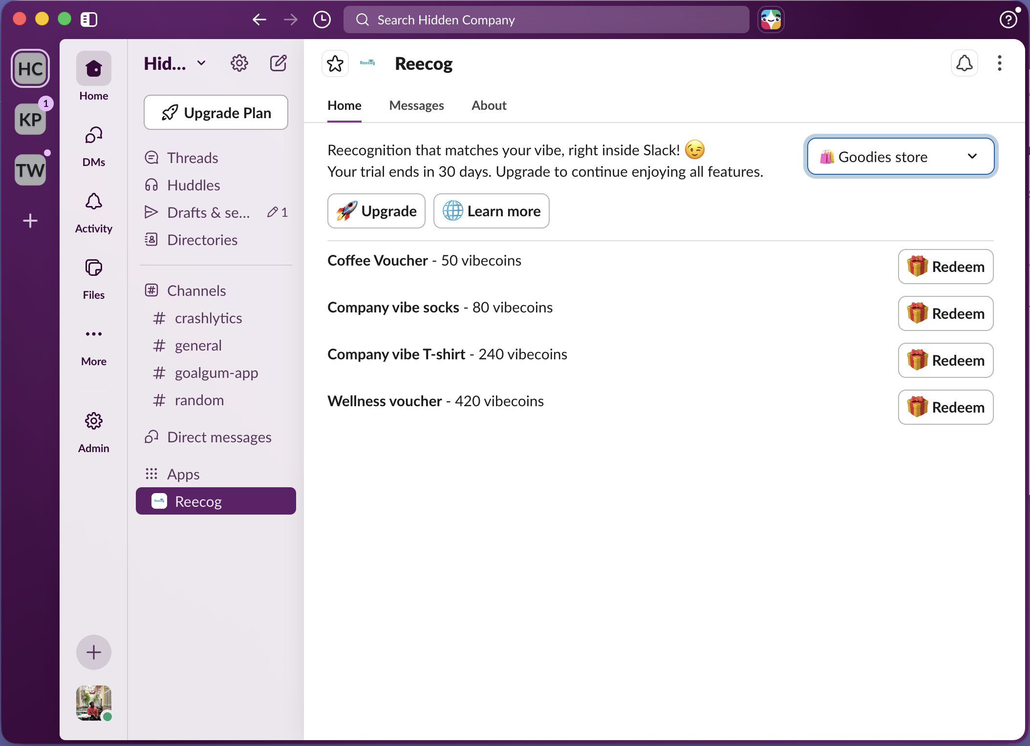 Goodies store in Slack